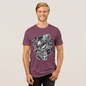 Surrealistische moderne Abstracte hersenbuiggezich Tri-Blend Shirt (Voorkant volledig)