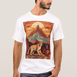 Surrealistische Mountain Lion met Native American  T-shirt