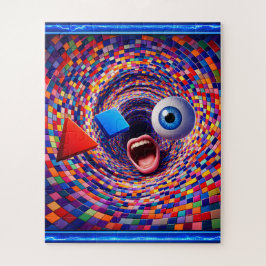 Surrealistische, mozaïekwervel, trippy oog en mond legpuzzel