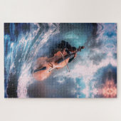Surrealistische Muzikant Speelt Cello tussen Oceaa Legpuzzel (Horizontaal)