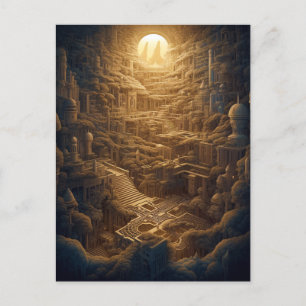 Surrealistische mysterieuze City Fantasy Art Briefkaart