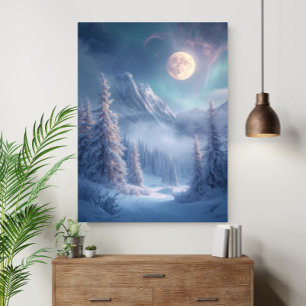 Surréalistische Mystieke Betoverde Winterdroomland Poster