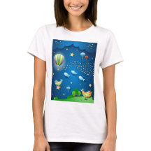 Surrealistische nacht met ballonnen en sterrengolf