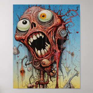 Surrealistische nachtmerrie Monster Verpletterd Tu Poster