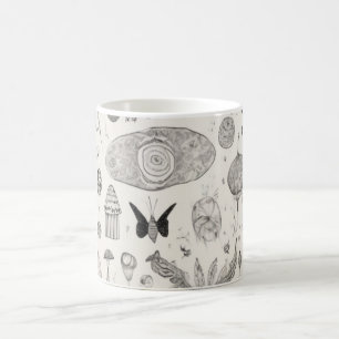 Surrealistische Natuur Schets Patroon Abstract Art Koffiemok