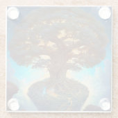 Surrealistische Natuur van de levensboom Glazen Onderzetter (Achterkant)