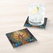 Surrealistische Natuur van de levensboom Glazen Onderzetter (Schuin)