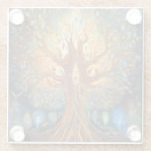 Surrealistische Natuur van de levensboom Glazen Onderzetter (Achterkant)