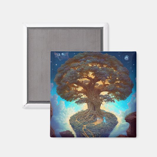 Surrealistische Natuur van de levensboom Magneet (Voorkant / Achterkant)