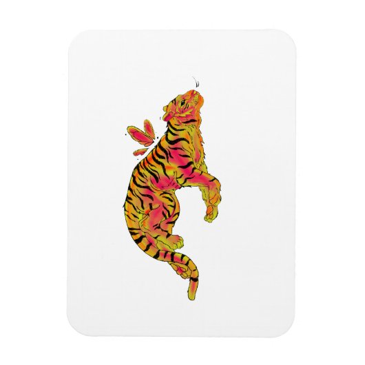 Surrealistische neon tijger magneet (Verticaal)