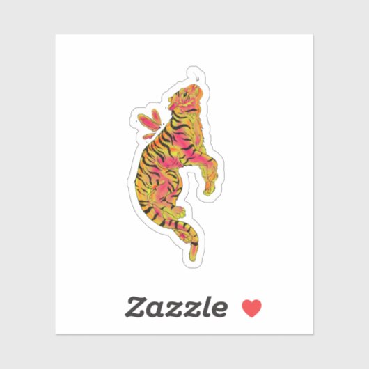 Surrealistische neon tijger sticker (Vel)