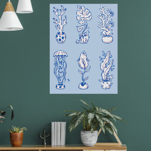 Surrealistische Oceaan Botanicals Poster