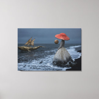  Surrealistische Oceaandroom: De Gouden Walvis en  Canvas Afdruk
