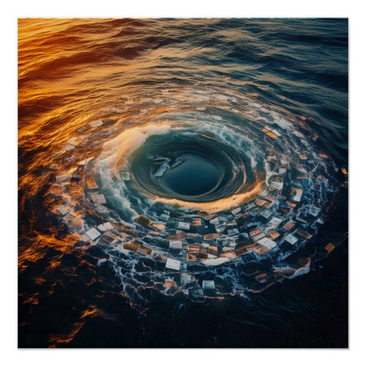 Surrealistische Ocean Maelstrom van herinneringen Perfect Poster (Voorkant)