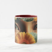 Surrealistische ogen en bloemen met vlinders mok (Midden)