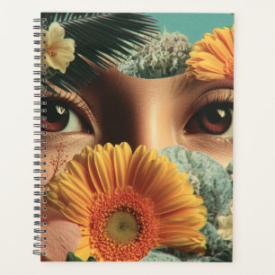 Surrealistische ogen en bloemen met vlinders planner
