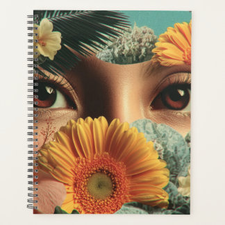 Surrealistische ogen en bloemen met vlinders planner
