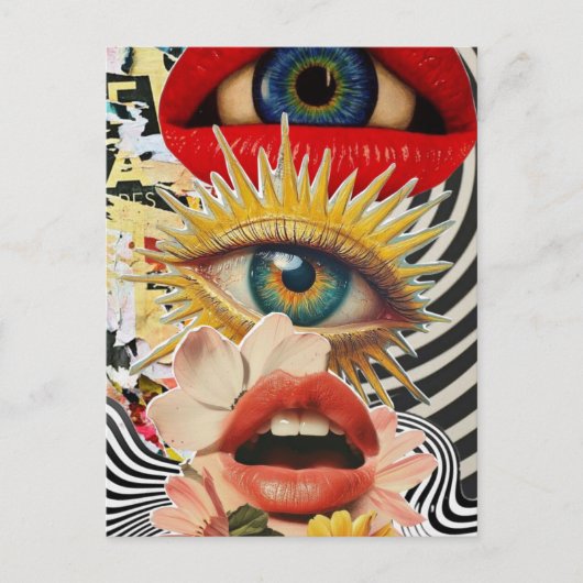 Surrealistische ogen en lippen briefkaart (Voorkant)