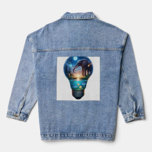 Surrealistische Olifantenwereld Binnenin een Licht Denim Jacket