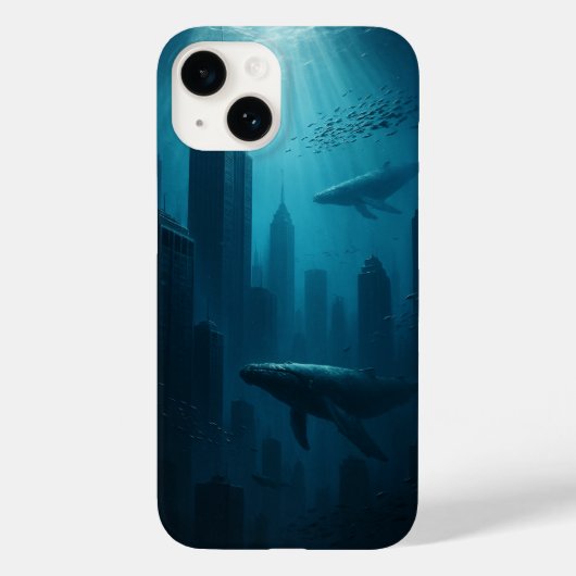 Surrealistische onderwaterstad iPhone Case (Achterkant)