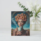 Surrealistische ontbijt donuts  briefkaart (Staand voorkant)