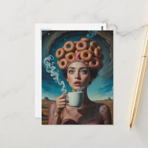 Surrealistische ontbijt donuts  briefkaart