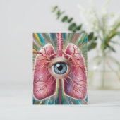 Surrealistische oogbol en longen briefkaart (Staand voorkant)