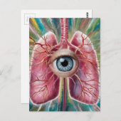 Surrealistische oogbol en longen briefkaart (Voorkant / Achterkant)