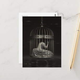 Surrealistische opgesloten persoon donkere fantasi briefkaart