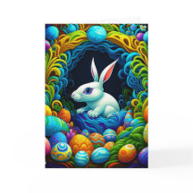 Surrealistische paashaas met eieren