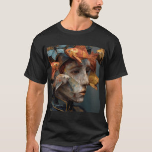 Surrealistische papieren man, vis en mot t-shirt