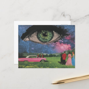 Surrealistische Party Retro People en Car Eye in d Briefkaart