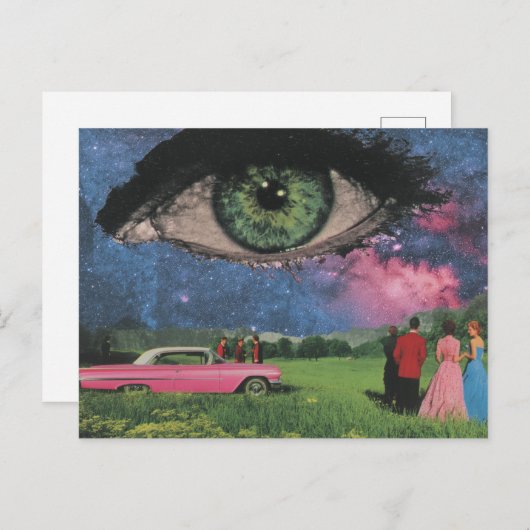 Surrealistische Party Retro People en Car Eye in d Briefkaart (Voorkant / Achterkant)