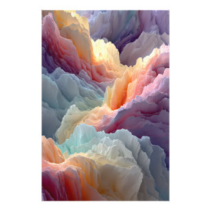Surrealistische Pastel Regenboog Bergen Fantasie L Foto Afdruk