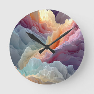 Surrealistische Pastel Regenboog Bergen Fantasie L Ronde Klok