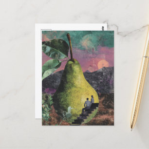 surrealistische perencollage briefkaart
