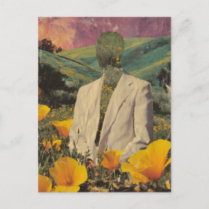 Surrealistische persoon en bloemen Mixed Media Col Briefkaart