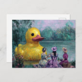 Surrealistische picknick met een gigantische eend briefkaart (Voorkant / Achterkant)