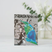 Surrealistische pinguïns wildcollage briefkaart (Staand voorkant)