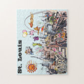 Surrealistische Pop Art Busy City of St. Louis Legpuzzel (Verticaal)