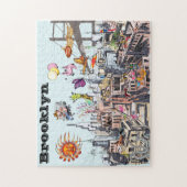 Surrealistische Pop Art Busy City van Brooklyn Legpuzzel (Verticaal)