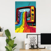 Surrealistische Pop Art: Rainbow op het scherm Poster (Thuiskantoor)