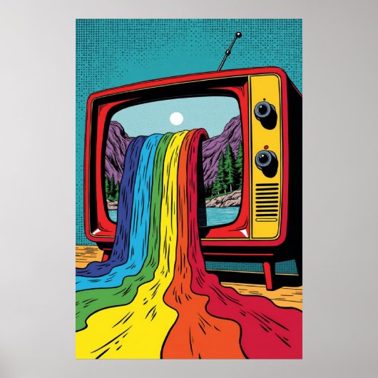 Surrealistische Pop Art: Rainbow op het scherm Poster (Voorkant)