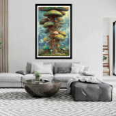 surrealistische poster van de grote kleurrijke pad