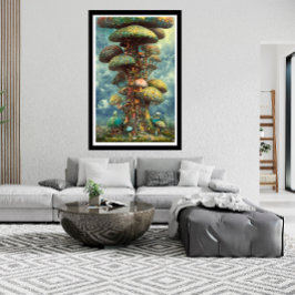 surrealistische poster van de grote kleurrijke pad