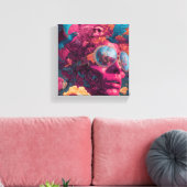 Surrealistische psychedelische muurkunst op gestre canvas afdruk (Insitu (Woonkamer))