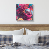 Surrealistische psychedelische muurkunst op gestre canvas afdruk (Insitu (Slaapkamer))