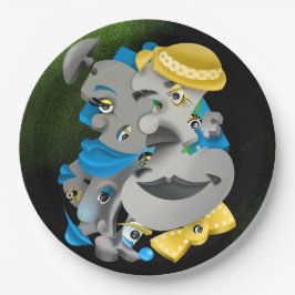 Surrealistische puzzel geconfronteerd met papier B Papieren Bordje