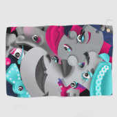 Surrealistische Puzzel Gezichten Golf Handdoek (Horizontaal)