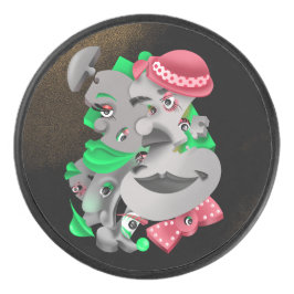 Surrealistische Puzzel Gezichten Hockey Puck